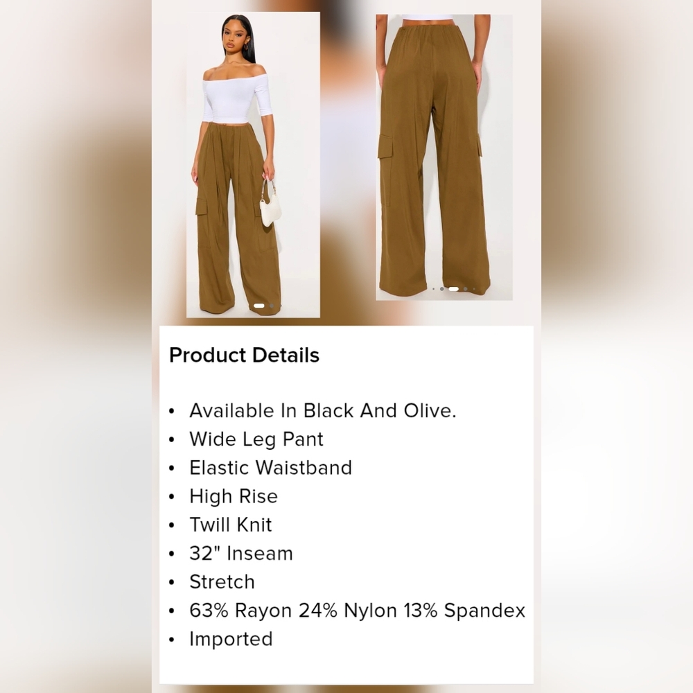Fashion Nova Olive Wide Leg Pants